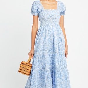 Few Moda OPT NWT blue and white smocked prairie dress